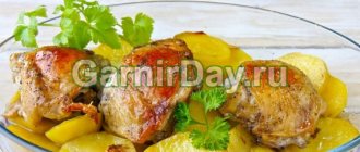 Basic recipe for chicken thighs with potatoes in the oven “Nothing extra”