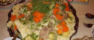 beshbarmak with chicken and potatoes