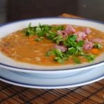 Lentil soup with smoked meats