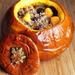 Whole stuffed pumpkin in the oven – picture