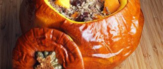 Whole stuffed pumpkin in the oven – picture