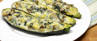 zucchini with mushrooms and cheese in the oven