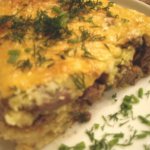 Potato casserole with liver in the oven
