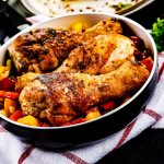 Potatoes with chicken drumsticks in a slow cooker
