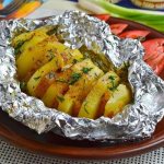 Potatoes with lard baked in foil