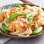 Chinese noodles with fried tofu