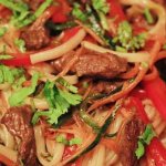 Udon noodles with beef and vegetables - step-by-step recipes with photos