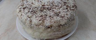 Праздничный торт «Вишня под снегом» из песочного теста с вишнями