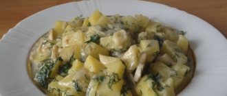 Recipe for stewed potatoes with mushrooms