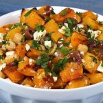 Recipes: Pumpkin salad with chickpeas, olives, nuts and honey dressing