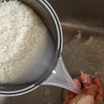 Rinse the rice until the water is clear