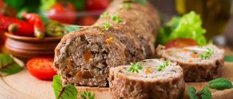 Minced meat roll with filling in the oven. Recipes with prunes, cheese, dough, mushrooms, eggs 