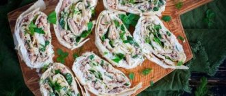 Lavash roll with canned saury