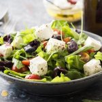 Salad with cheese and olives