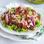 Salads with smoked sausage and beans