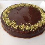 Chocolate cake with pistachios and sour cream