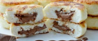 Cheesecakes with chocolate inside. Recipe with photo in a frying pan, in the oven 