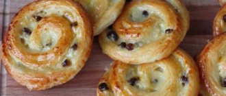Puff pastry snails with raisins